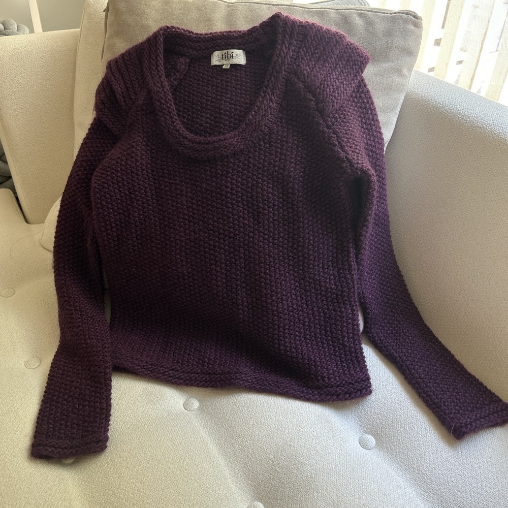 Tibi
Pullover Sweater with Shoulder Detail, Plum, XS women’s